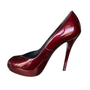 Stuart Weitzman Burgundy Patent Platform Stilettos Size 9